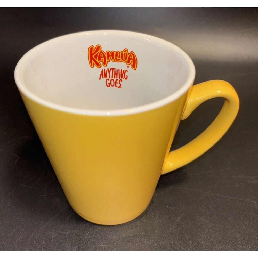 KAHLUA ANYTHING GOES TWO TONE 1999 MUG 4" HIGH